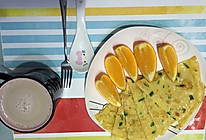 香葱鸡蛋饼&核桃木耳红枣豆浆的做法
