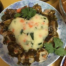 咖喱鸡腿卷+土豆泥