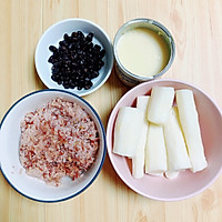 #晒出你的团圆大餐# 山药蜜豆红米饭团的做法图解1