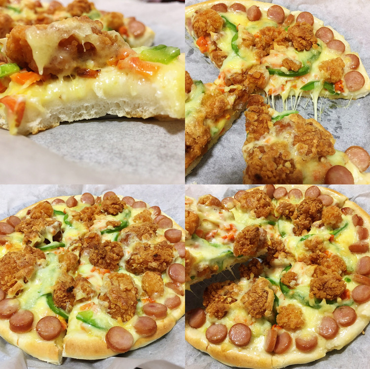 炸鸡（鸡米花）披萨～自制好吃的披萨饼底的做法