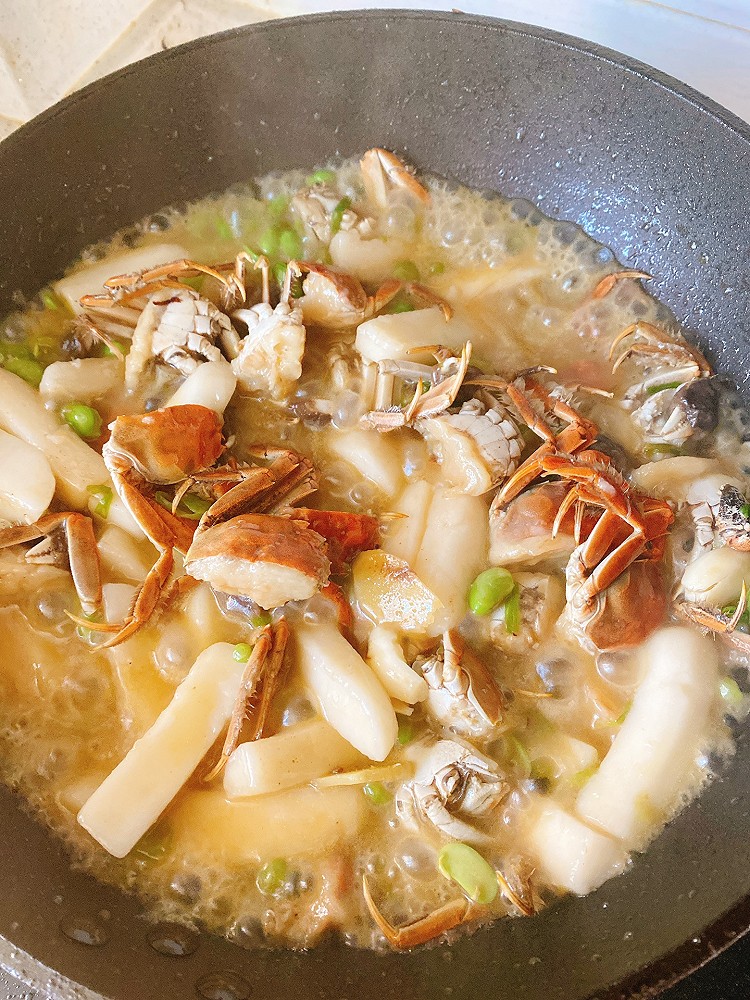 毛豆年糕面拖蟹的做法