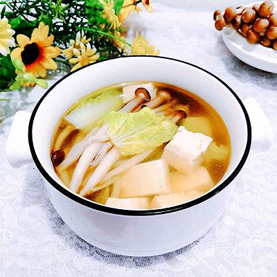 蟹味菇白菜豆腐汤