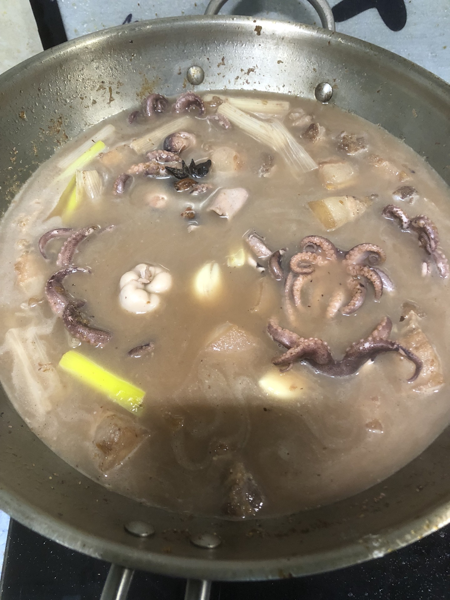 八爪鱼炖红烧肉的做法图解7