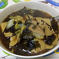 乐乐自家菜--肉片炖海带豆皮的做法图解4