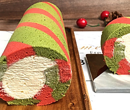 圣诞双色瑞士卷蛋糕，高颜值甜品、充满浓浓圣诞气息的美味。的做法