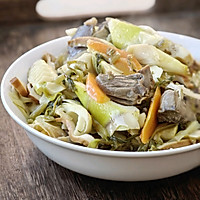 芥菜皂笋鸡杂小炒的做法图解8