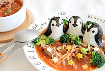 春季营养又开胃 番茄金针菇牛肉汤与小企鹅饭团的做法