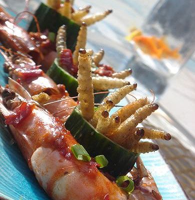 辣味鲜虾焗竹虫