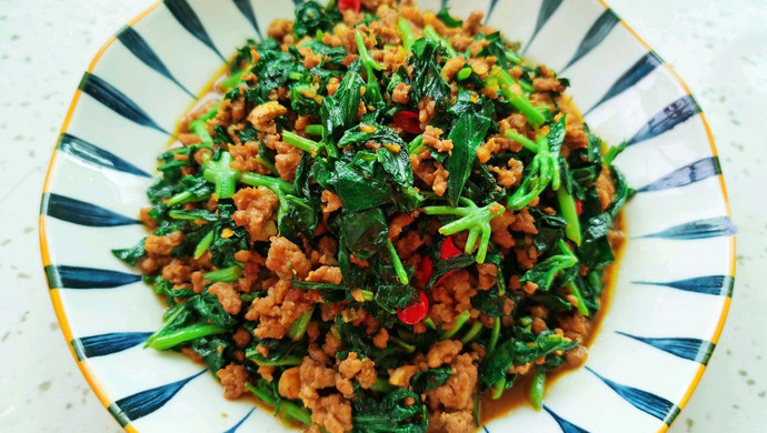 罗勒炒肉沫