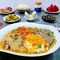#刘畊宏女孩减脂饮食#排骨番茄煎蛋荞麦面的做法图解18