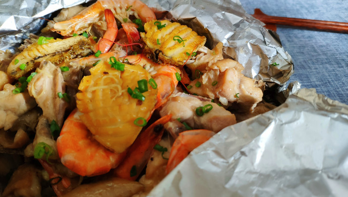 锡纸海鲜包鸡