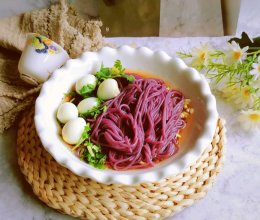 #夏至日，大口吃面#香菜紫薯面的做法