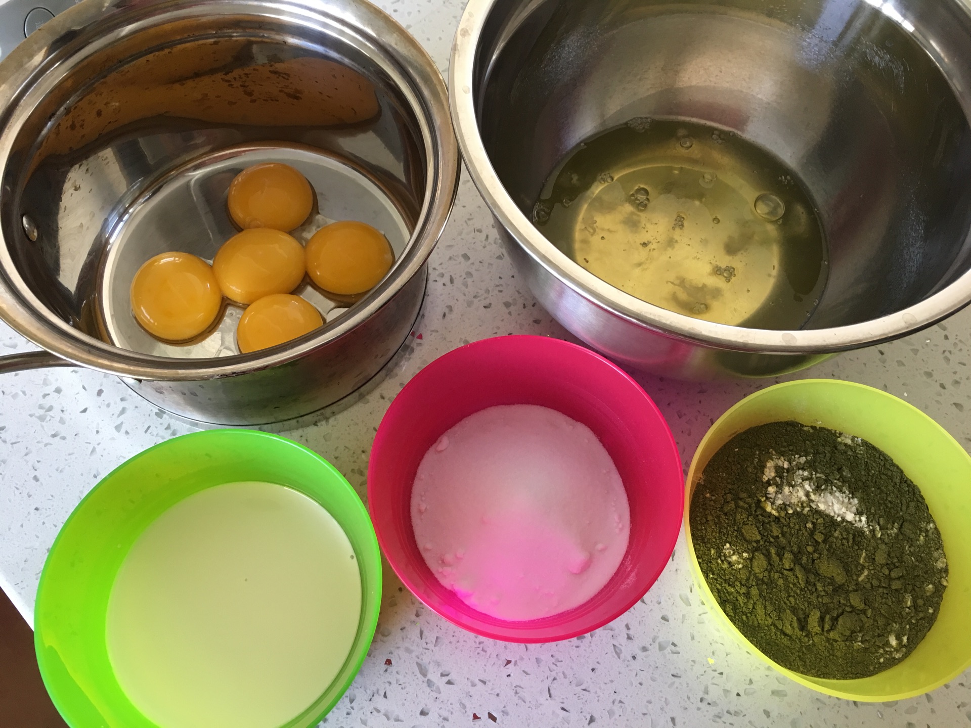（减糖无油版本）抹茶奶油卷的做法图解1