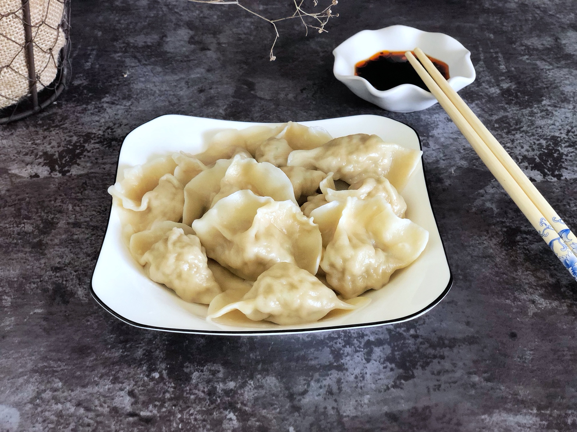 Fresh and juicy pork and scallion dumplings