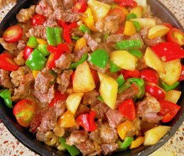青红椒雪花牛肉粒  家庭版烧烤BBQ的做法