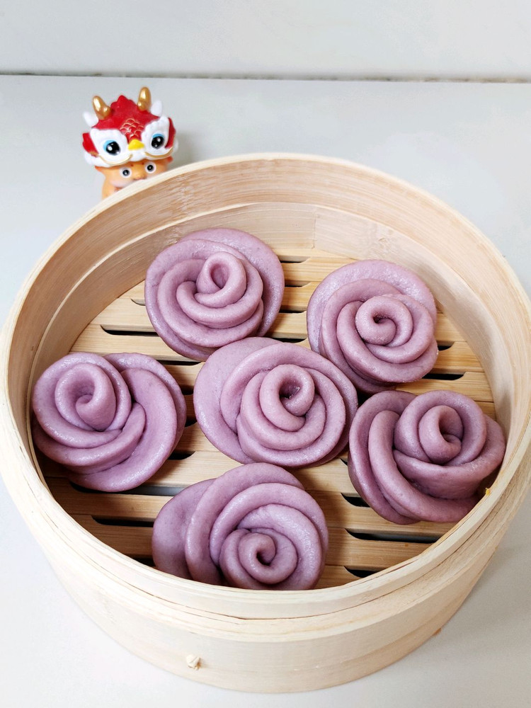 养生花样馒头之紫薯玫瑰花馒头的做法