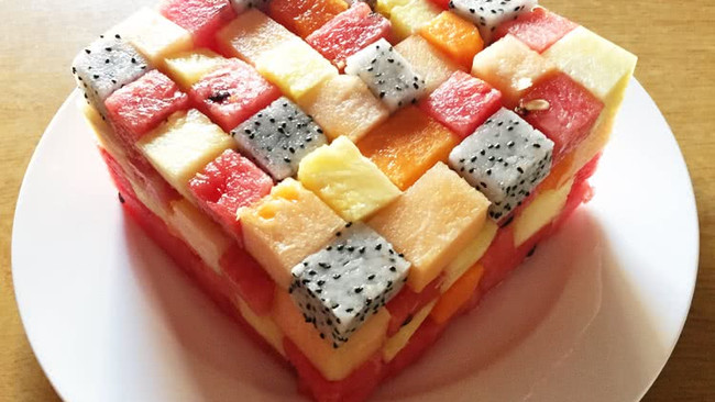 【纯水果蛋糕】水果积木！零脂肪减肥生日蛋糕。的做法