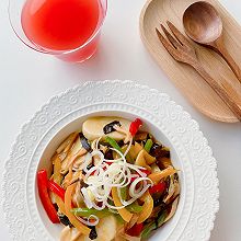 彩椒杏鲍菇炒年糕