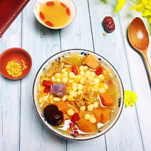 香甜弹糯·鸡头米红薯核桃粥#相聚组个局#