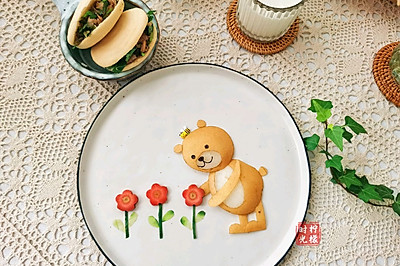【餐盘画】小熊和它的花
