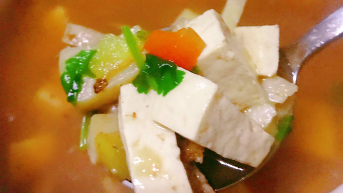 孕妇食谱-杏鲍菇豆腐肉丝汤