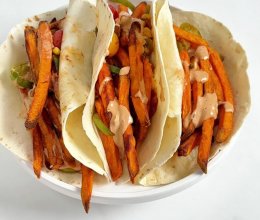 低卡轻食餐红薯条果蔬莎莎酱全麦卷饼的做法