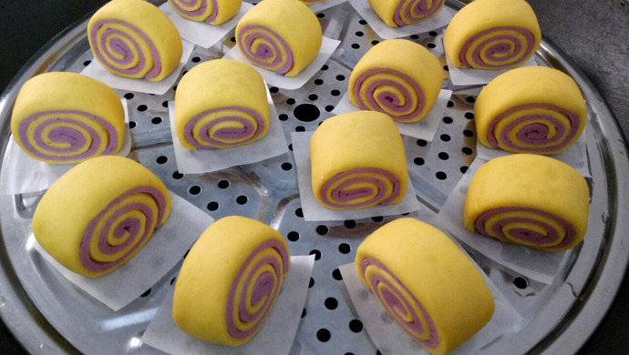 南瓜紫薯馒头卷