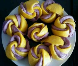 彩色玫瑰卷(金瓜紫薯)的做法