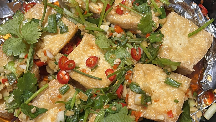 快手美味#空气炸锅烤豆腐 | 减脂期轻食推荐