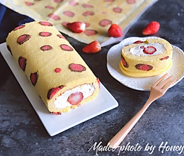 粉豹纹草莓蛋糕卷#松下多面美味#的做法