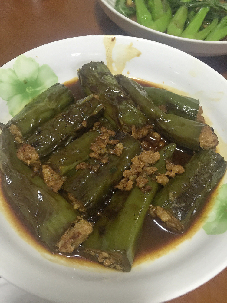 肉馅虎皮尖椒的做法