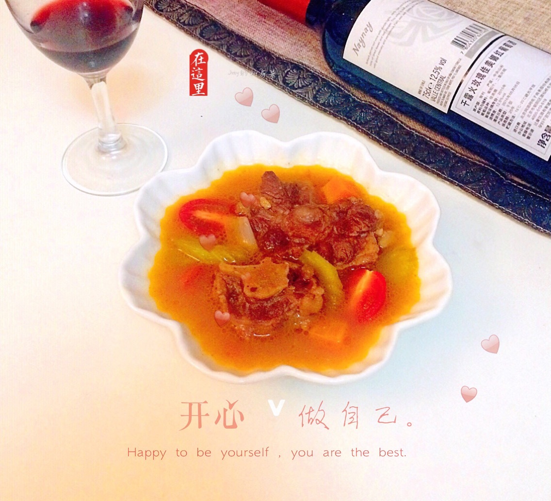 Stewed oxtail in red wine