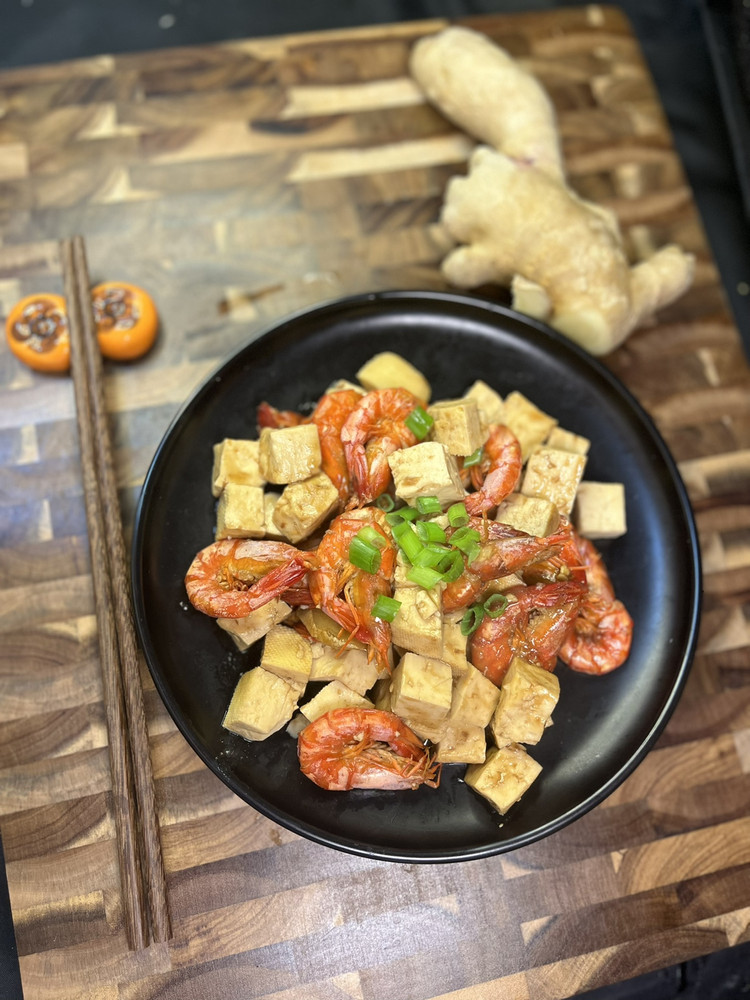 下酒快手小菜，海虾烧豆腐！的做法