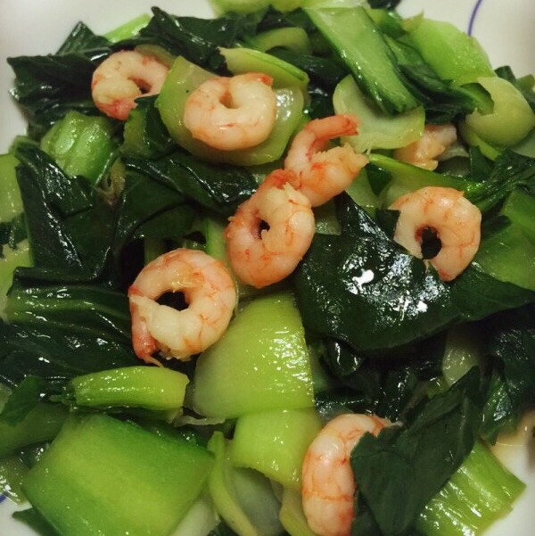 油菜炒虾仁的做法