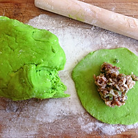 菠菜皮➕猪肉大葱包子的做法图解4