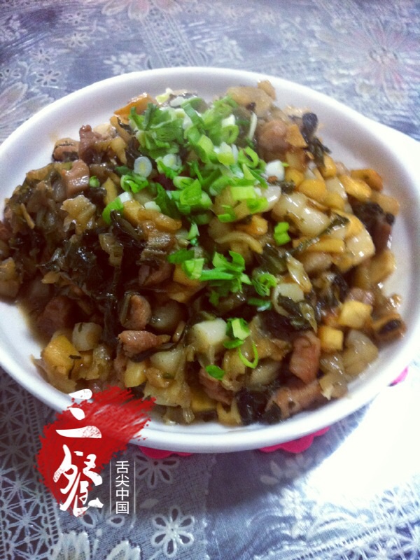 咸菜笋肉炒年糕的做法图解5