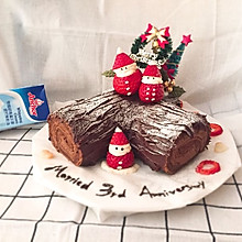 纪念日圣诞树桩蛋糕#安佳烘焙学院#