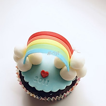 彩虹翻糖杯子蛋糕