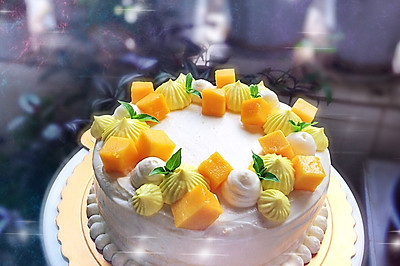 小清新芒果奶油蛋糕