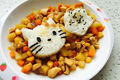 给宝宝的蔬菜鸡丁饭