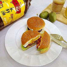 #中秋香聚 美味更圆满#牛肉饼鸡蛋汉堡