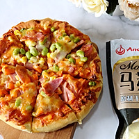 #安佳马苏里拉芝士挑战赛#好吃的火腿毛豆披萨的做法图解15