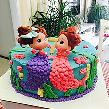 闺蜜蜜语生日蛋糕(美人鱼蛋糕)