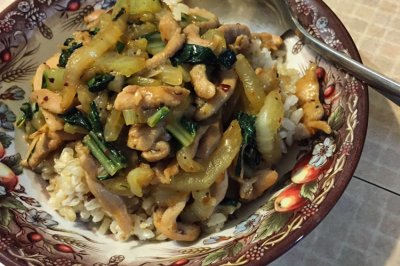 辣炒青菜鸡丝