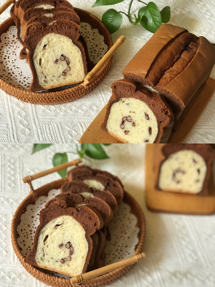 蛋糕和面包的双重结合 蜜豆黑钻吐司的做法