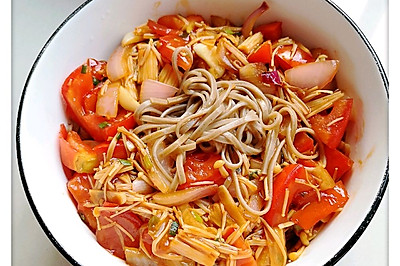 美食锅西红柿拌荞麦面