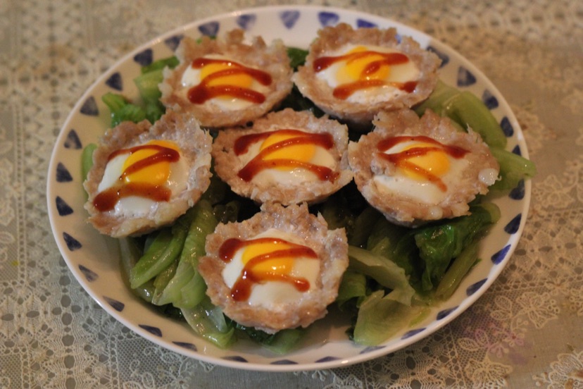 肉饼蒸鹌鹑蛋（小鸟巢）