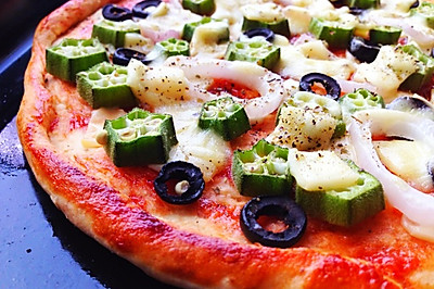 【pizza】秋葵黑橄榄薄底披萨