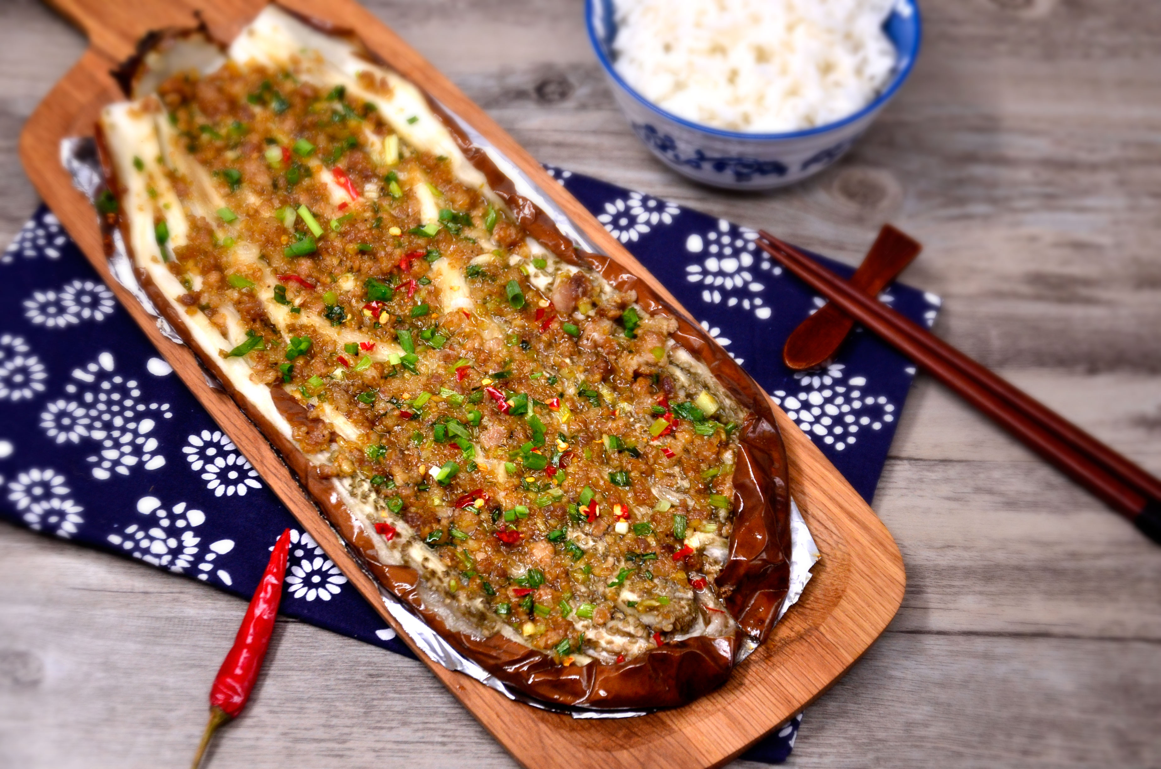 Roasted eggplant with garlic