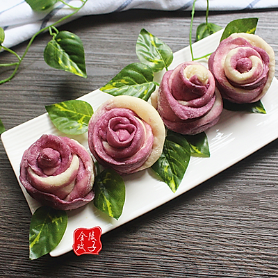 高颜值的紫薯玫瑰花馒头你爱吗？